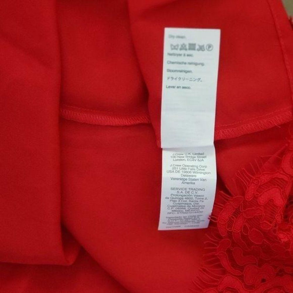 NWT J.CREW Tie Neck Lace Sleeveless Top Red - Picture 9 of 12
